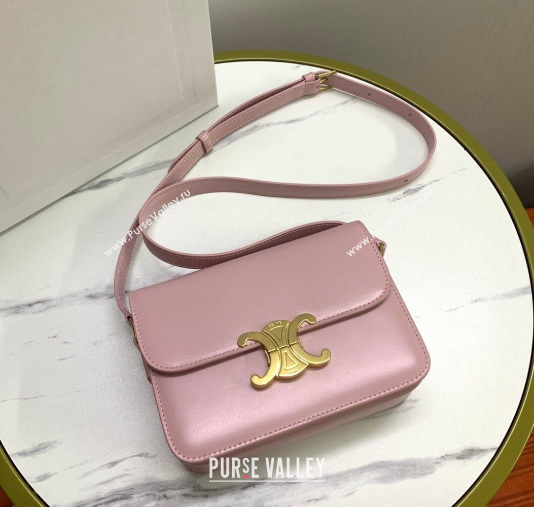 Celine Teen Triomphe Mini Bag in Shiny Calfskin Leather 188423 Sakura Pink 2026 (BL-260121026)