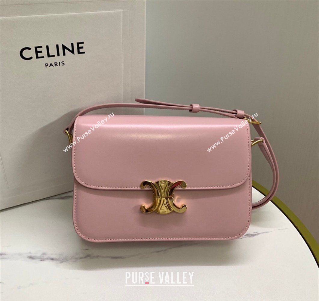 Celine Classique Triomphe Bag in Shiny Calfskin Leather 187366 Sakura Pink 2026 (BL-260121046)