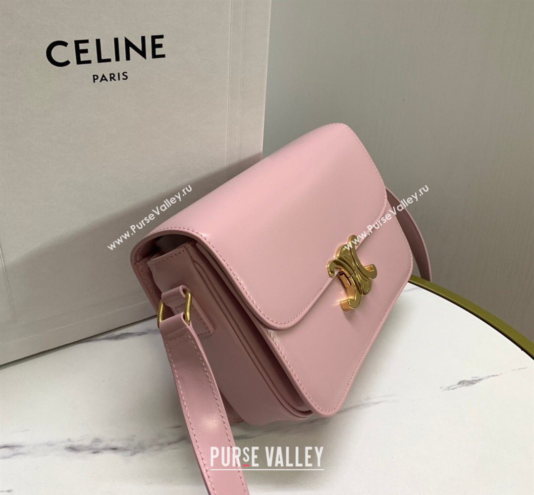 Celine Classique Triomphe Bag in Shiny Calfskin Leather 187366 Sakura Pink 2026 (BL-260121046)