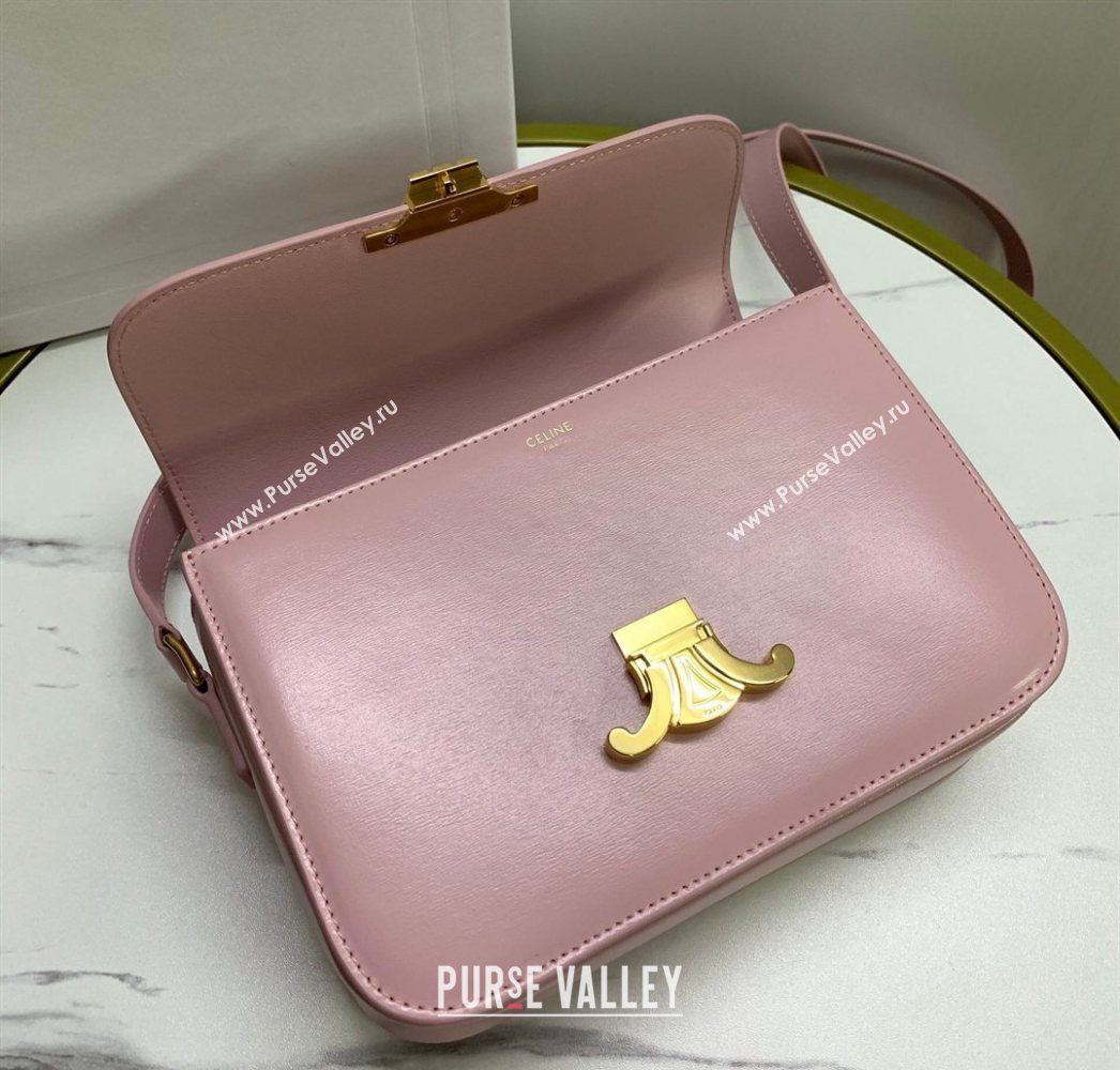 Celine Classique Triomphe Bag in Shiny Calfskin Leather 187366 Sakura Pink 2026 (BL-260121046)