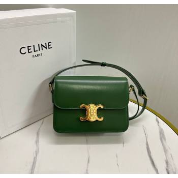 Celine Teen Triomphe Mini Bag in Shiny Calfskin Leather 188423 Amazon Green 2026 (BL-260121027)