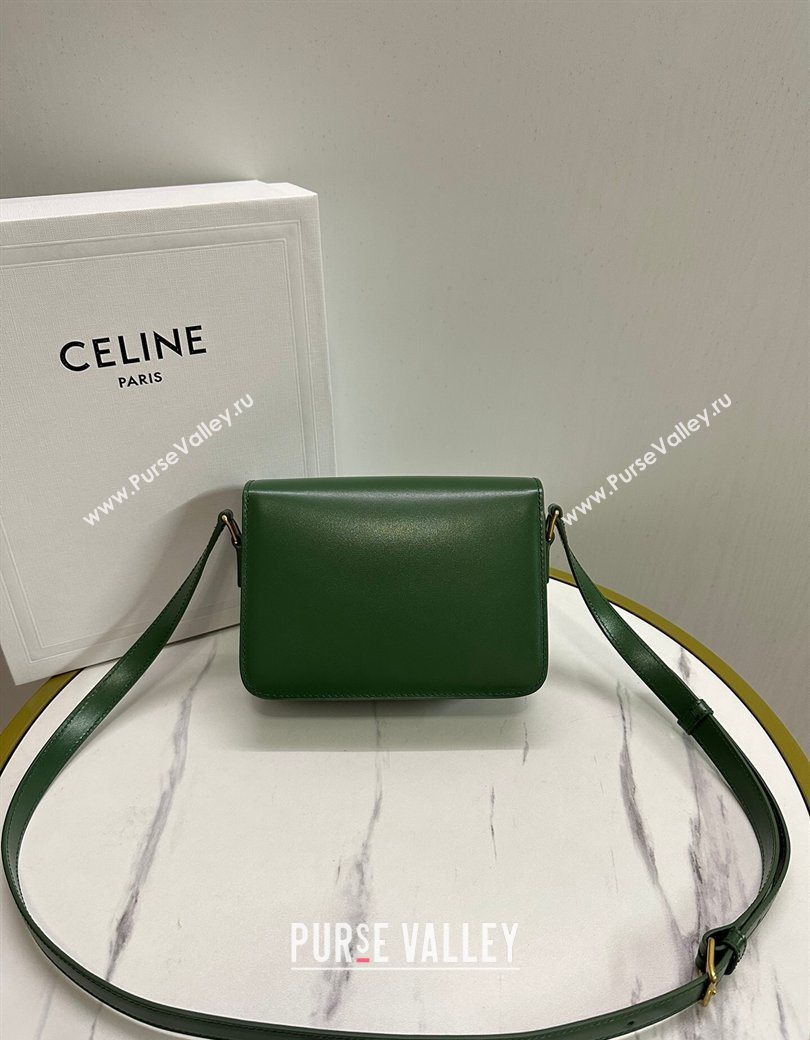 Celine Teen Triomphe Mini Bag in Shiny Calfskin Leather 188423 Amazon Green 2026 (BL-260121027)