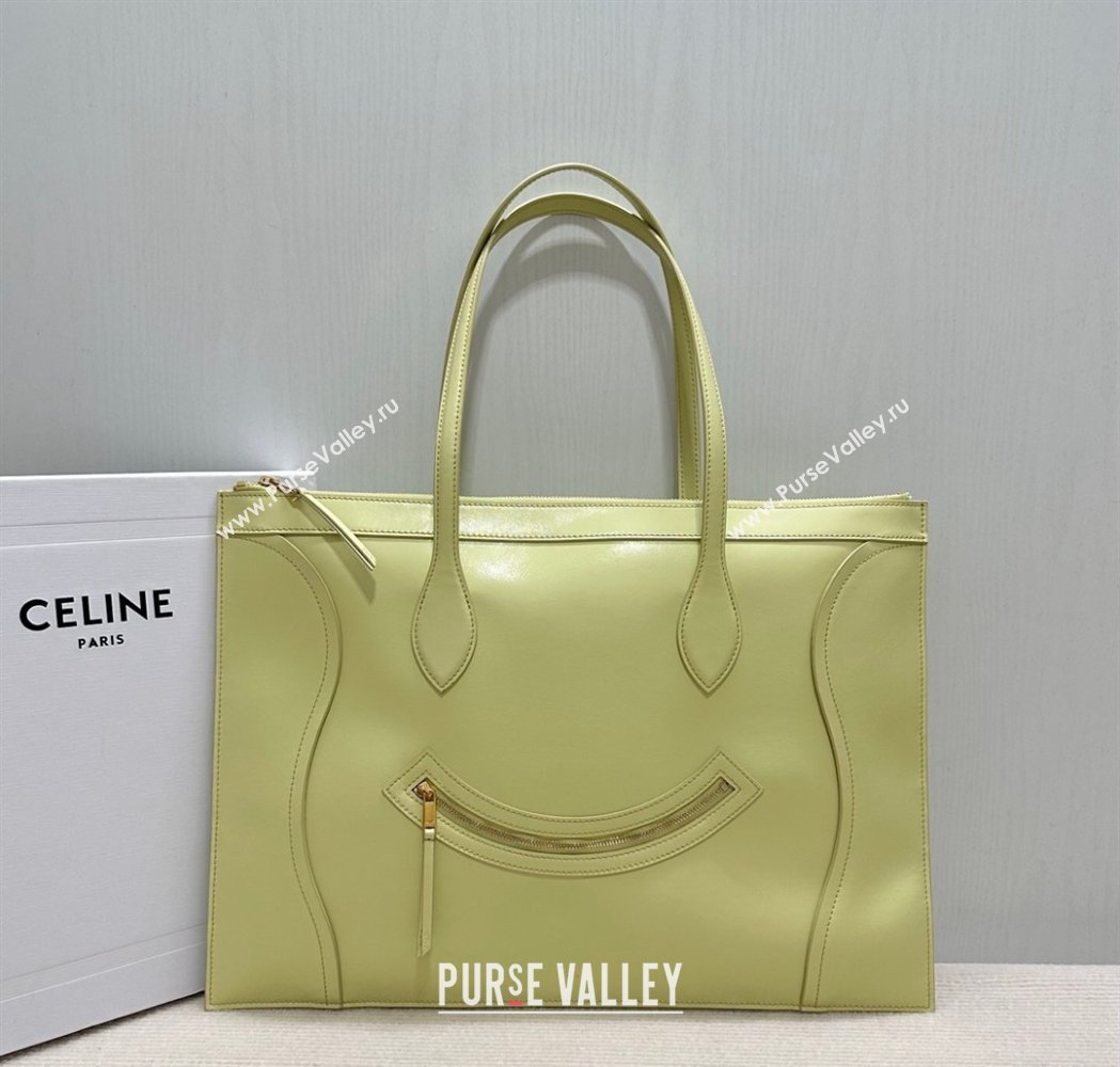 Celine Flat Cabas New Luggage Bag in Glossy Calfskin Leather Citrus Yellow 2026 123963 (BL-260121006)