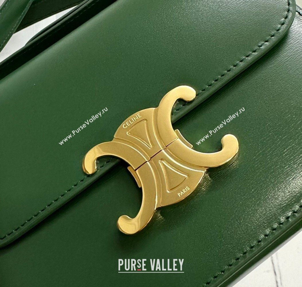 Celine Teen Triomphe Mini Bag in Shiny Calfskin Leather 188423 Amazon Green 2026 (BL-260121027)
