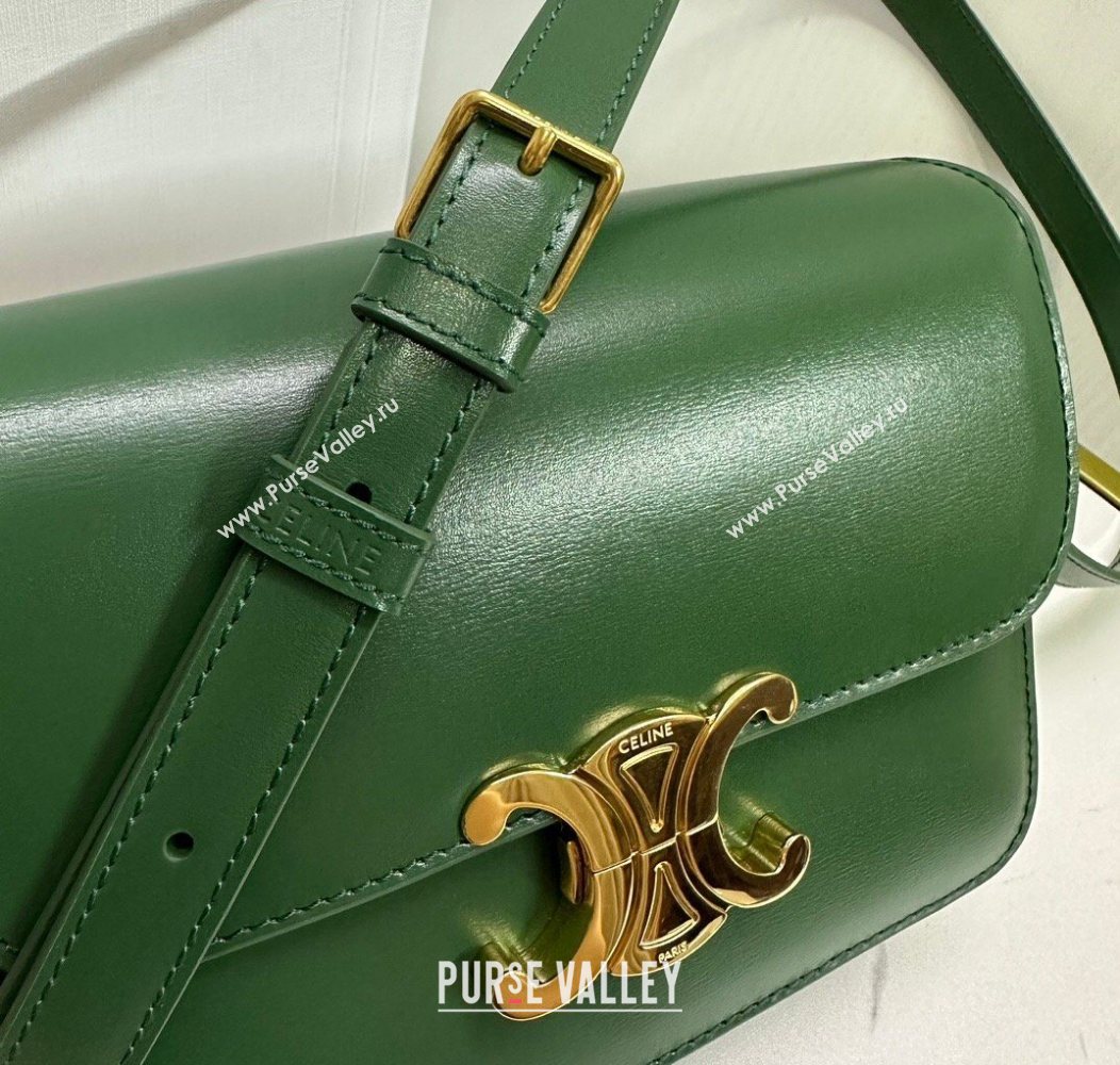 Celine Teen Triomphe Mini Bag in Shiny Calfskin Leather 188423 Amazon Green 2026 (BL-260121027)
