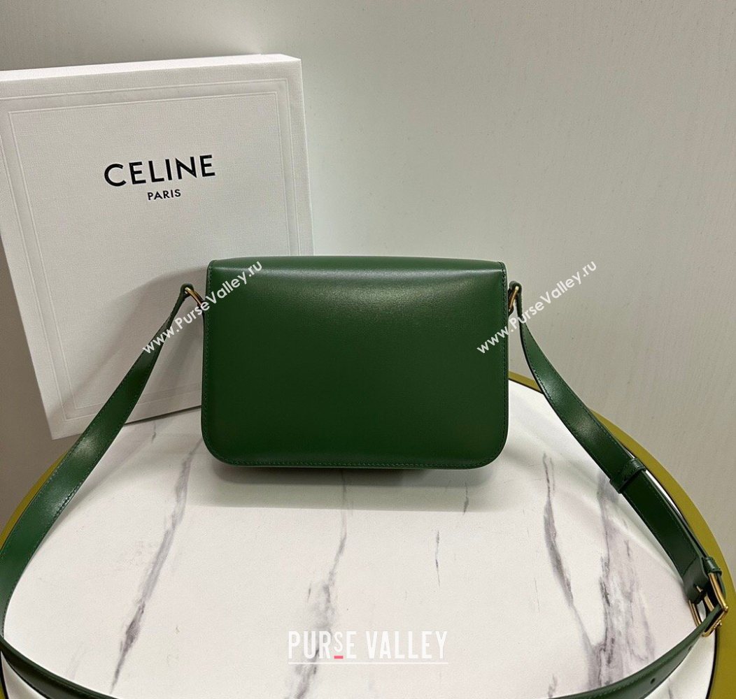 Celine Classique Triomphe Bag in Shiny Calfskin Leather 187366 Amazon Green 2026 (BL-260121047)