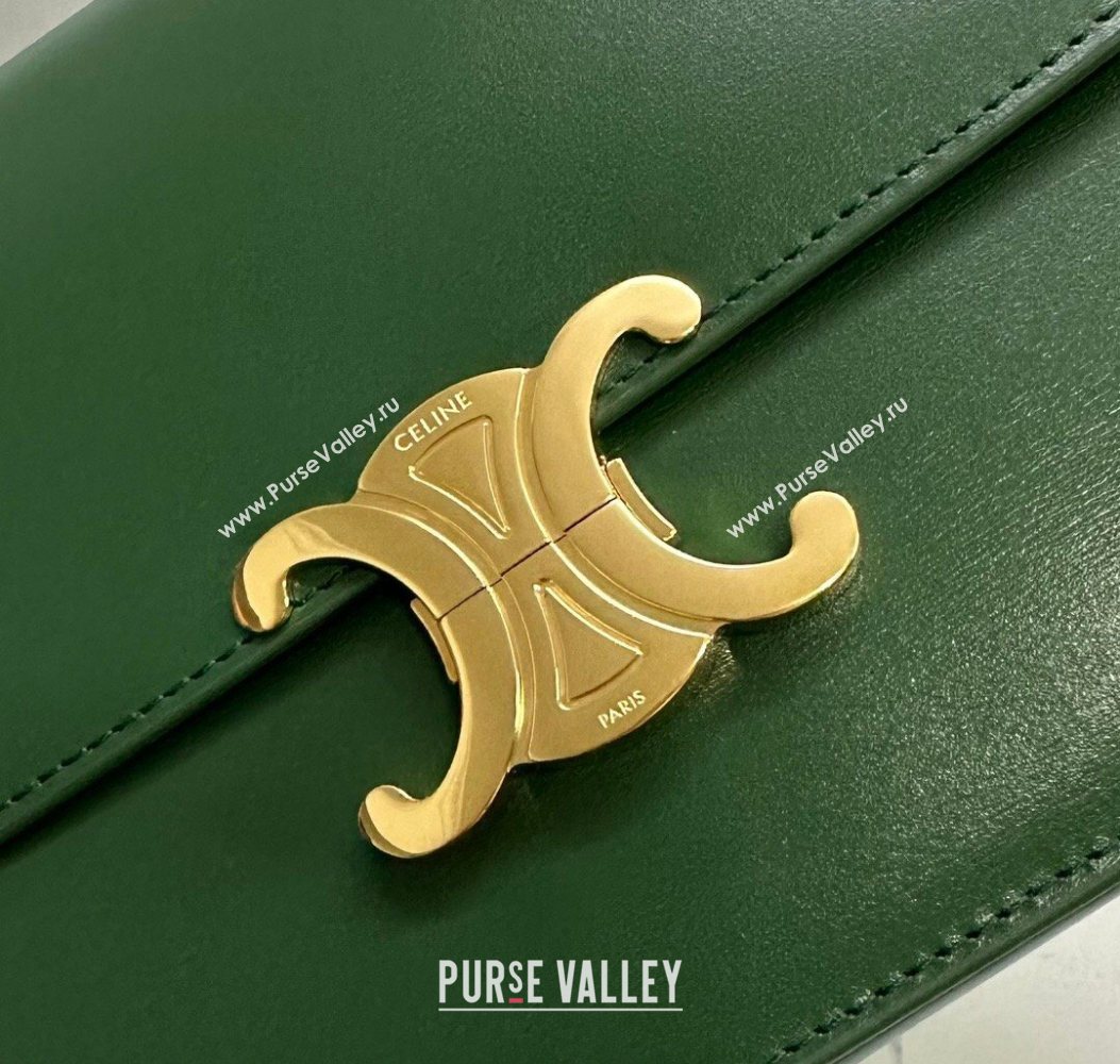 Celine Classique Triomphe Bag in Shiny Calfskin Leather 187366 Amazon Green 2026 (BL-260121047)