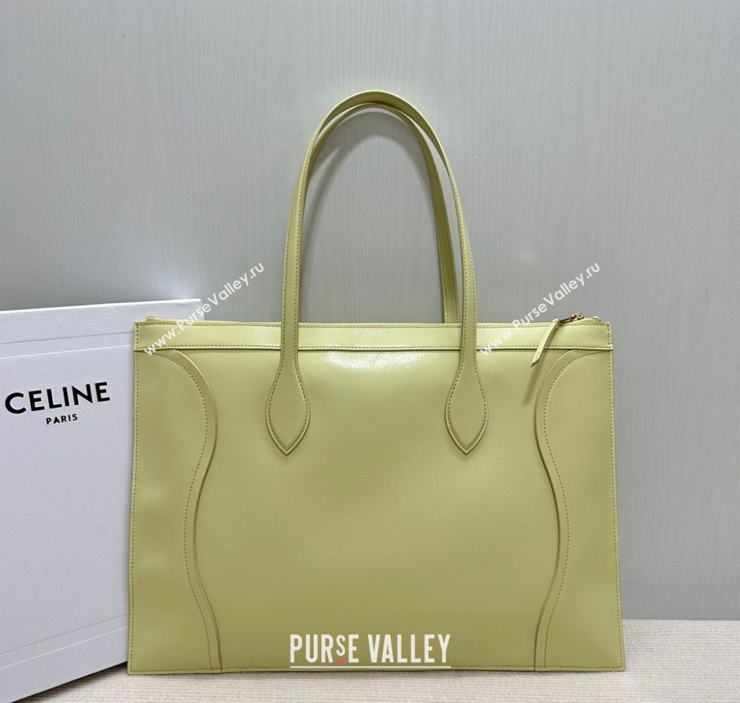 Celine Flat Cabas New Luggage Bag in Glossy Calfskin Leather Citrus Yellow 2026 123963 (BL-260121006)