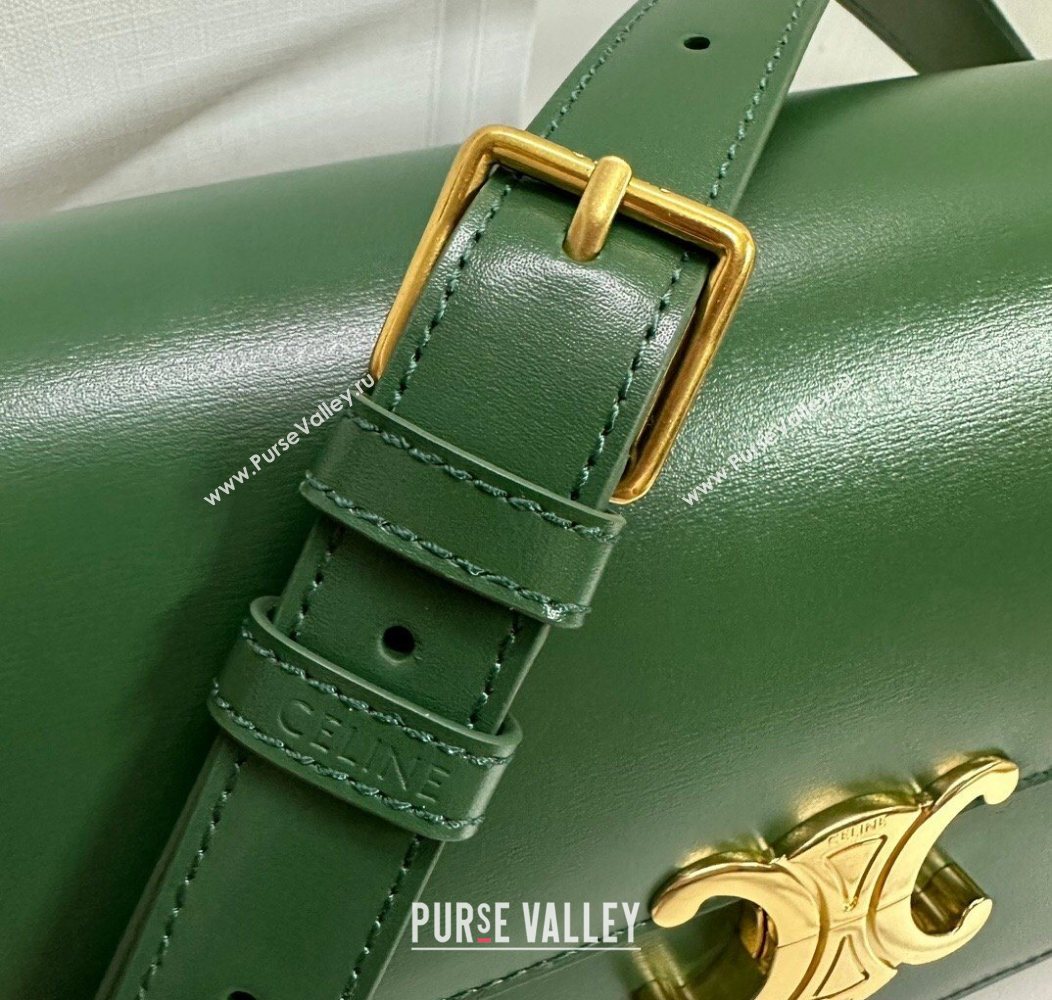 Celine Classique Triomphe Bag in Shiny Calfskin Leather 187366 Amazon Green 2026 (BL-260121047)