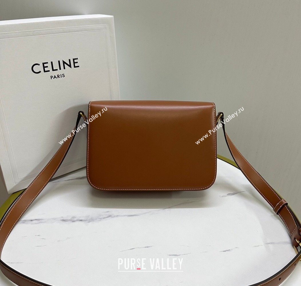 Celine Classique Triomphe Bag in Shiny Calfskin Leather 187366 Tan Brown 2026 (BL-260121048)