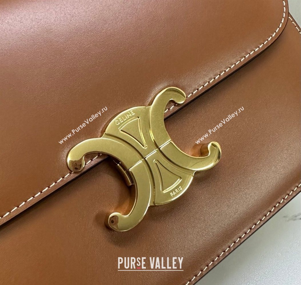 Celine Classique Triomphe Bag in Shiny Calfskin Leather 187366 Tan Brown 2026 (BL-260121048)