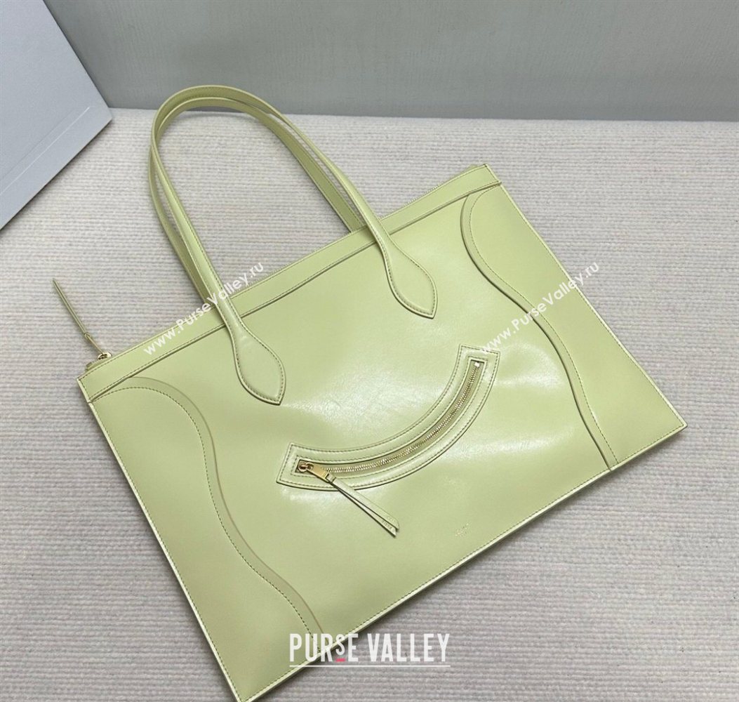 Celine Flat Cabas New Luggage Bag in Glossy Calfskin Leather Citrus Yellow 2026 123963 (BL-260121006)