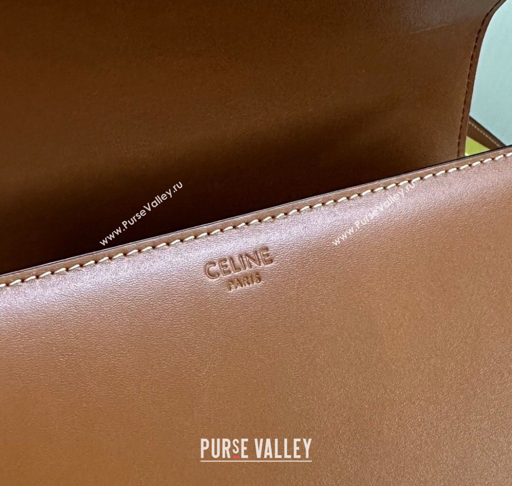Celine Classique Triomphe Bag in Shiny Calfskin Leather 187366 Tan Brown 2026 (BL-260121048)