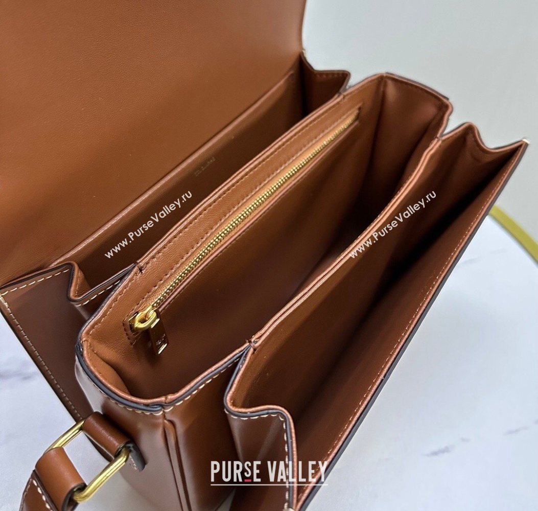 Celine Classique Triomphe Bag in Shiny Calfskin Leather 187366 Tan Brown 2026 (BL-260121048)