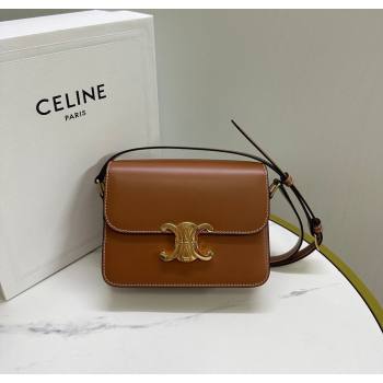 Celine Teen Triomphe Mini Bag in Shiny Calfskin Leather 188423 Tan Brown 2026 (BL-260121028)
