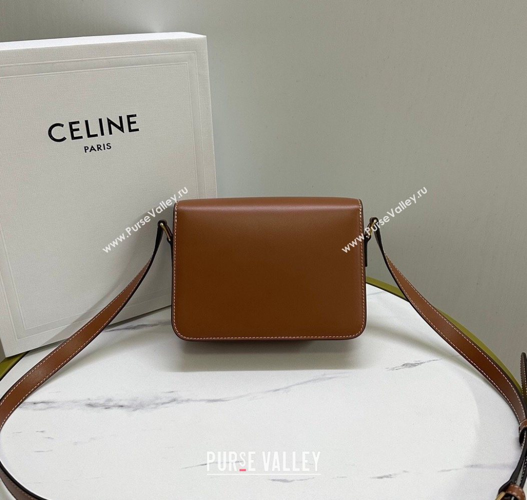 Celine Teen Triomphe Mini Bag in Shiny Calfskin Leather 188423 Tan Brown 2026 (BL-260121028)
