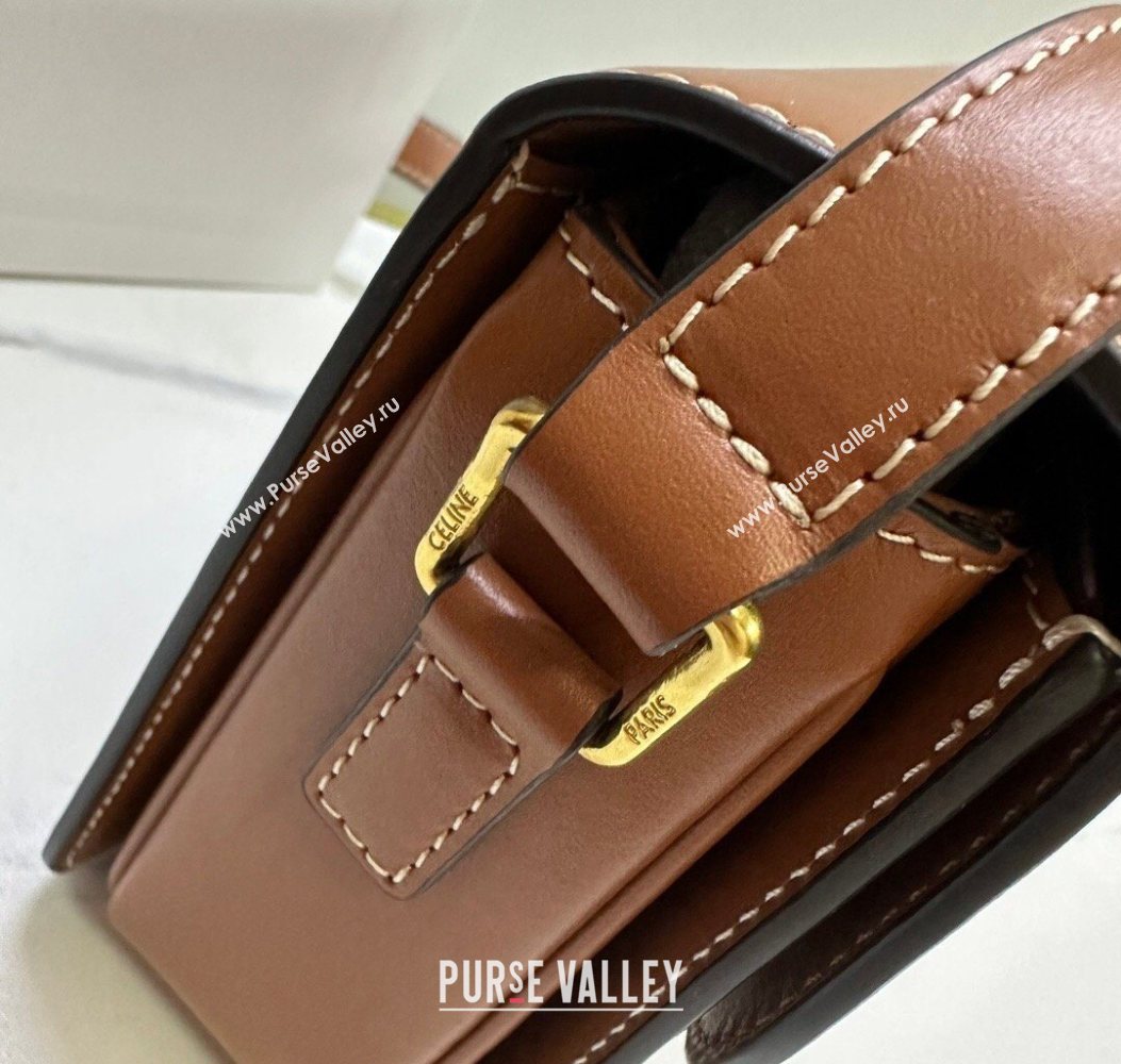 Celine Teen Triomphe Mini Bag in Shiny Calfskin Leather 188423 Tan Brown 2026 (BL-260121028)