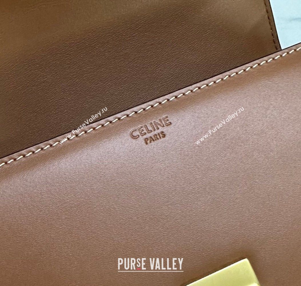 Celine Teen Triomphe Mini Bag in Shiny Calfskin Leather 188423 Tan Brown 2026 (BL-260121028)