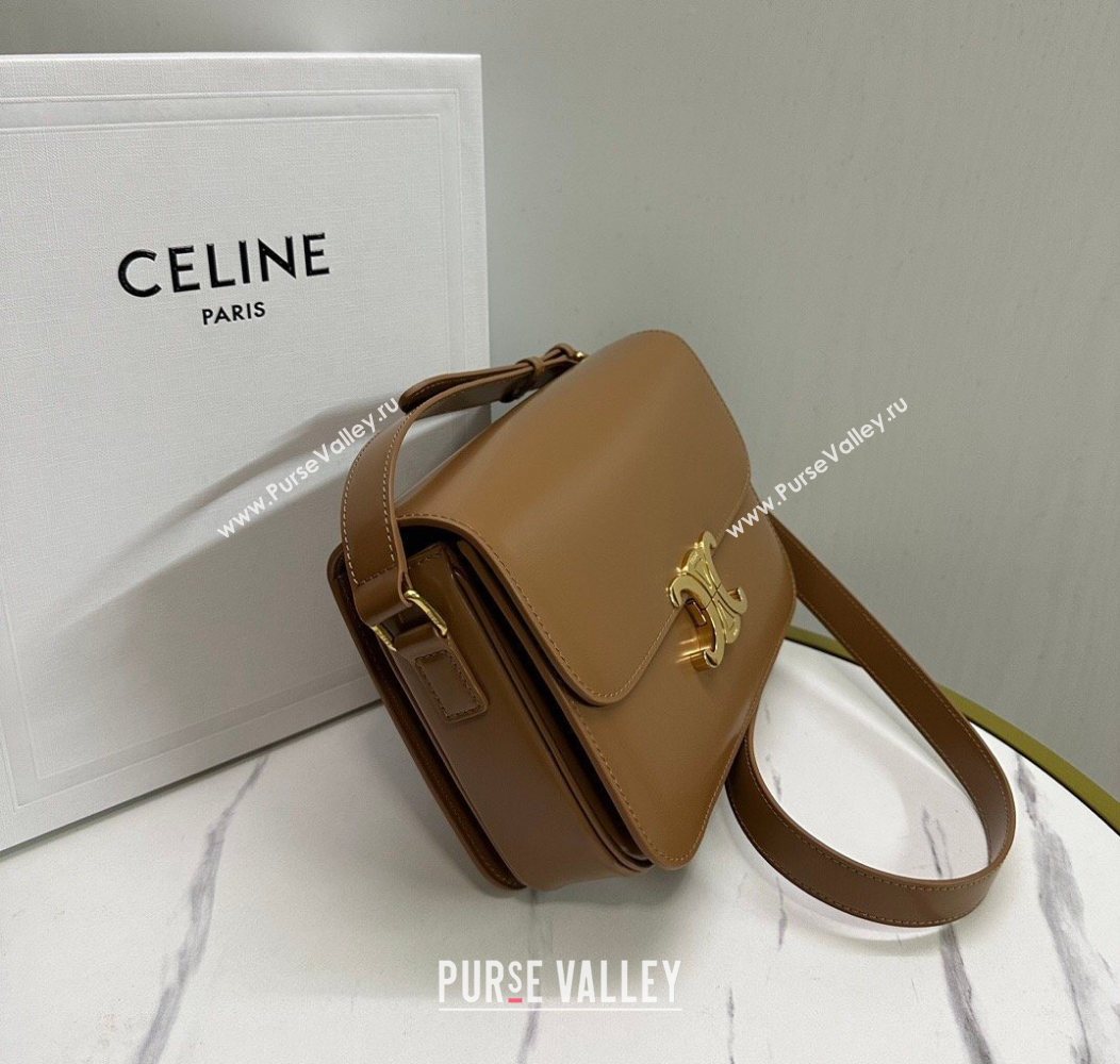 Celine Classique Triomphe Bag in Shiny Calfskin Leather 187366 Bronze 2026 (BL-260121049)