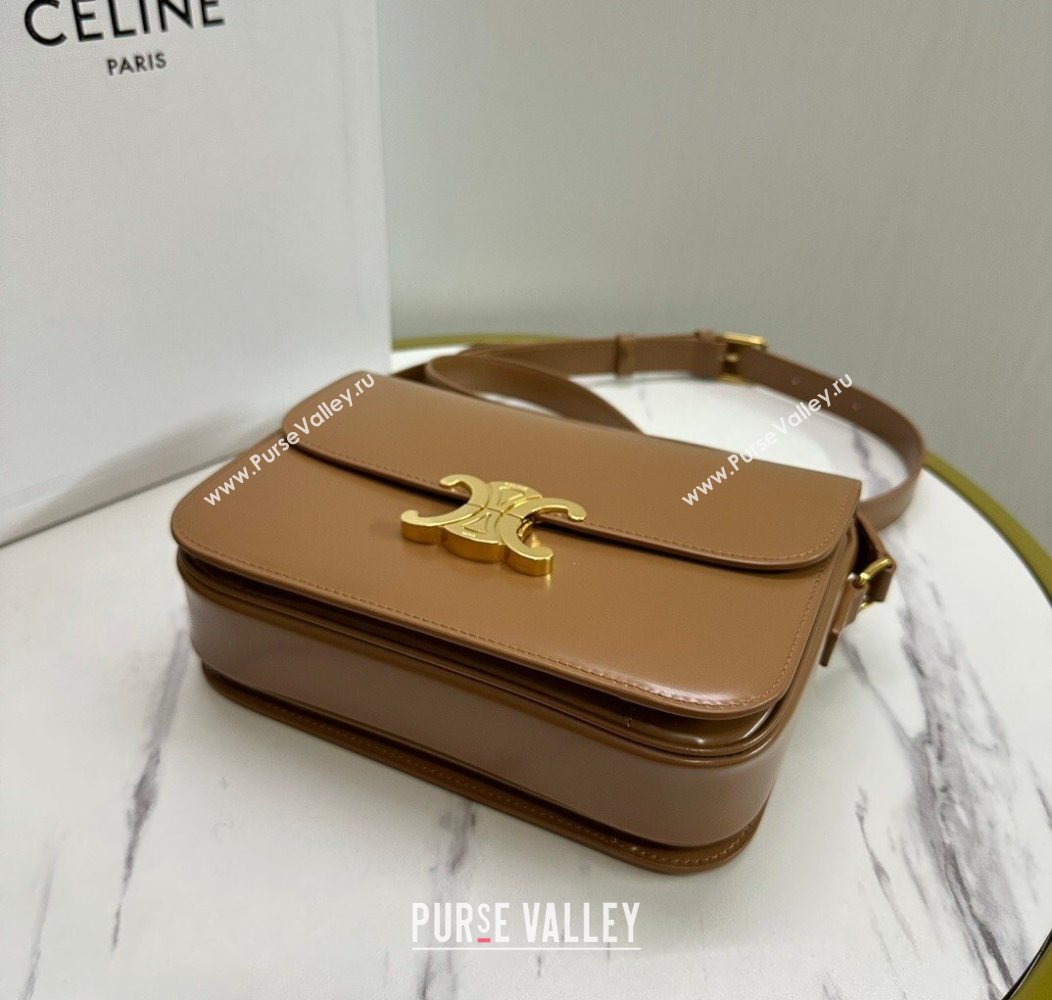 Celine Classique Triomphe Bag in Shiny Calfskin Leather 187366 Bronze 2026 (BL-260121049)
