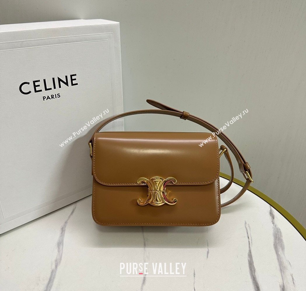 Celine Teen Triomphe Mini Bag in Shiny Calfskin Leather 188423 Bronze 2026 (BL-260121030)