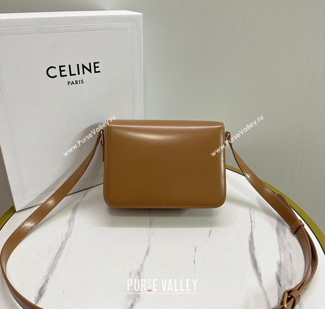 Celine Teen Triomphe Mini Bag in Shiny Calfskin Leather 188423 Bronze 2026 (BL-260121030)
