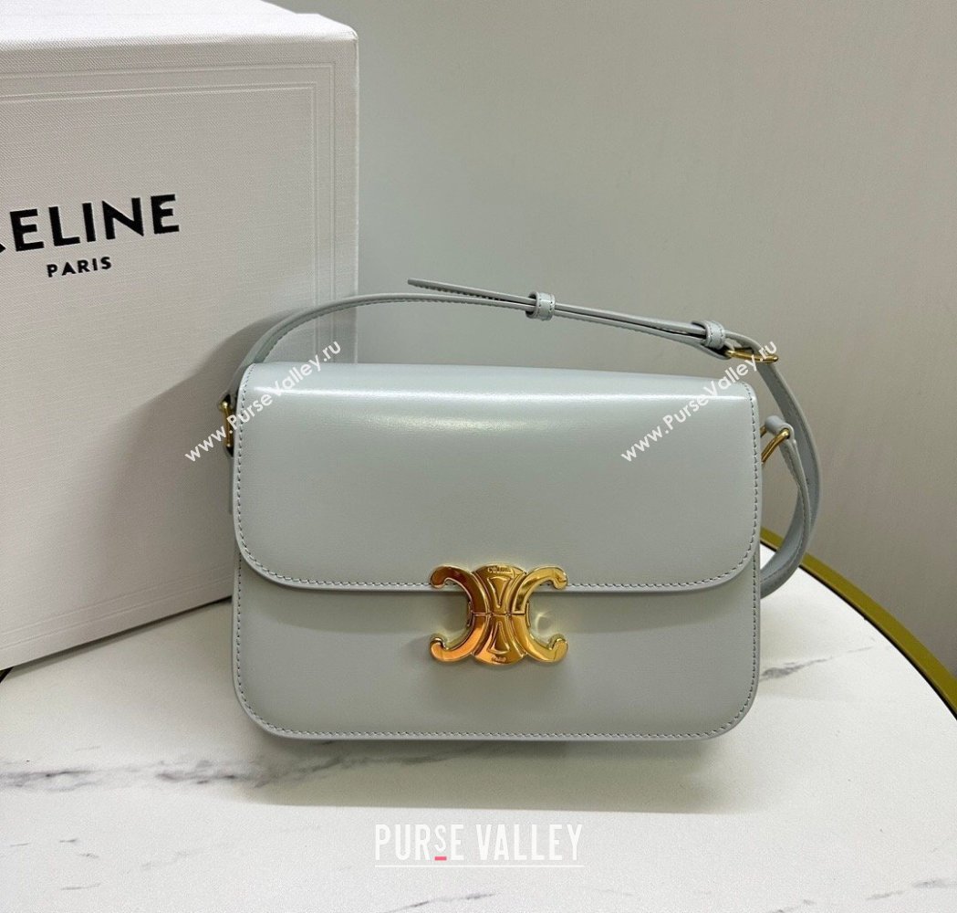 Celine Classique Triomphe Bag in Shiny Calfskin Leather 187366 Soft Blue 2026 (BL-260121050)