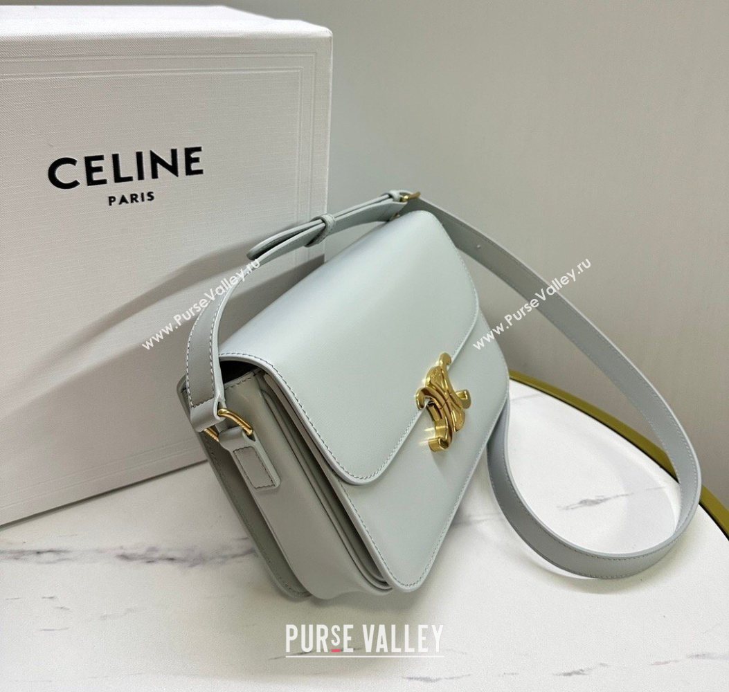 Celine Classique Triomphe Bag in Shiny Calfskin Leather 187366 Soft Blue 2026 (BL-260121050)