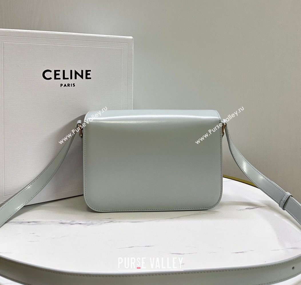 Celine Classique Triomphe Bag in Shiny Calfskin Leather 187366 Soft Blue 2026 (BL-260121050)