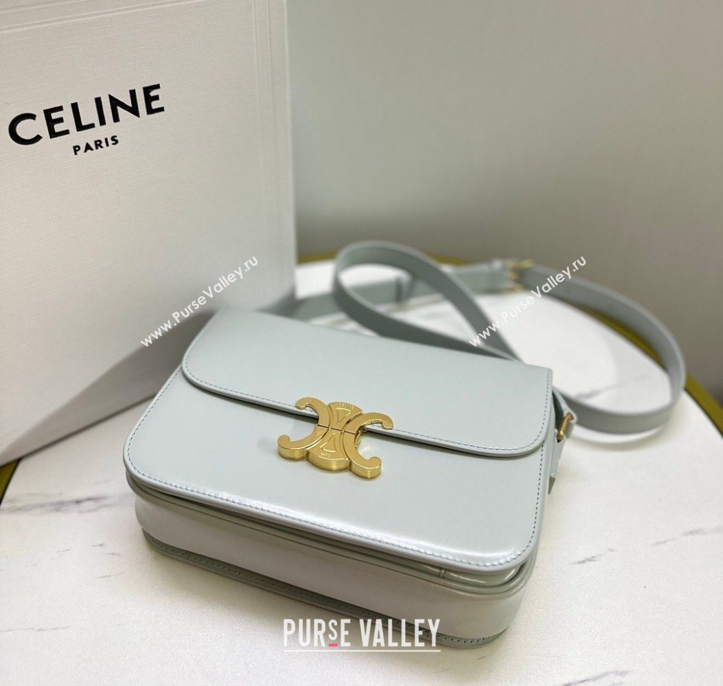 Celine Classique Triomphe Bag in Shiny Calfskin Leather 187366 Soft Blue 2026 (BL-260121050)
