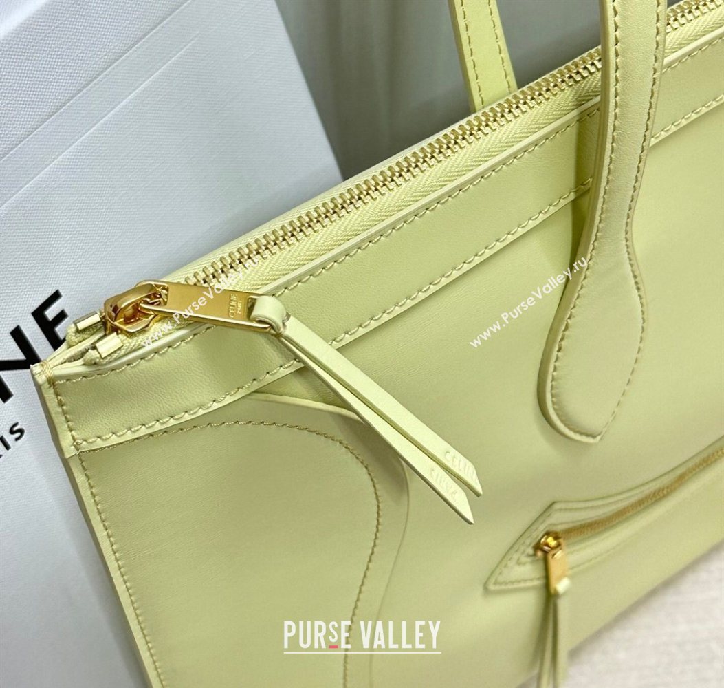 Celine Flat Cabas New Luggage Bag in Glossy Calfskin Leather Citrus Yellow 2026 123963 (BL-260121006)