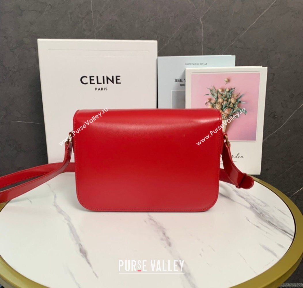 Celine Classique Triomphe Bag in Shiny Calfskin Leather 187366 Red 2026 (BL-260121051)