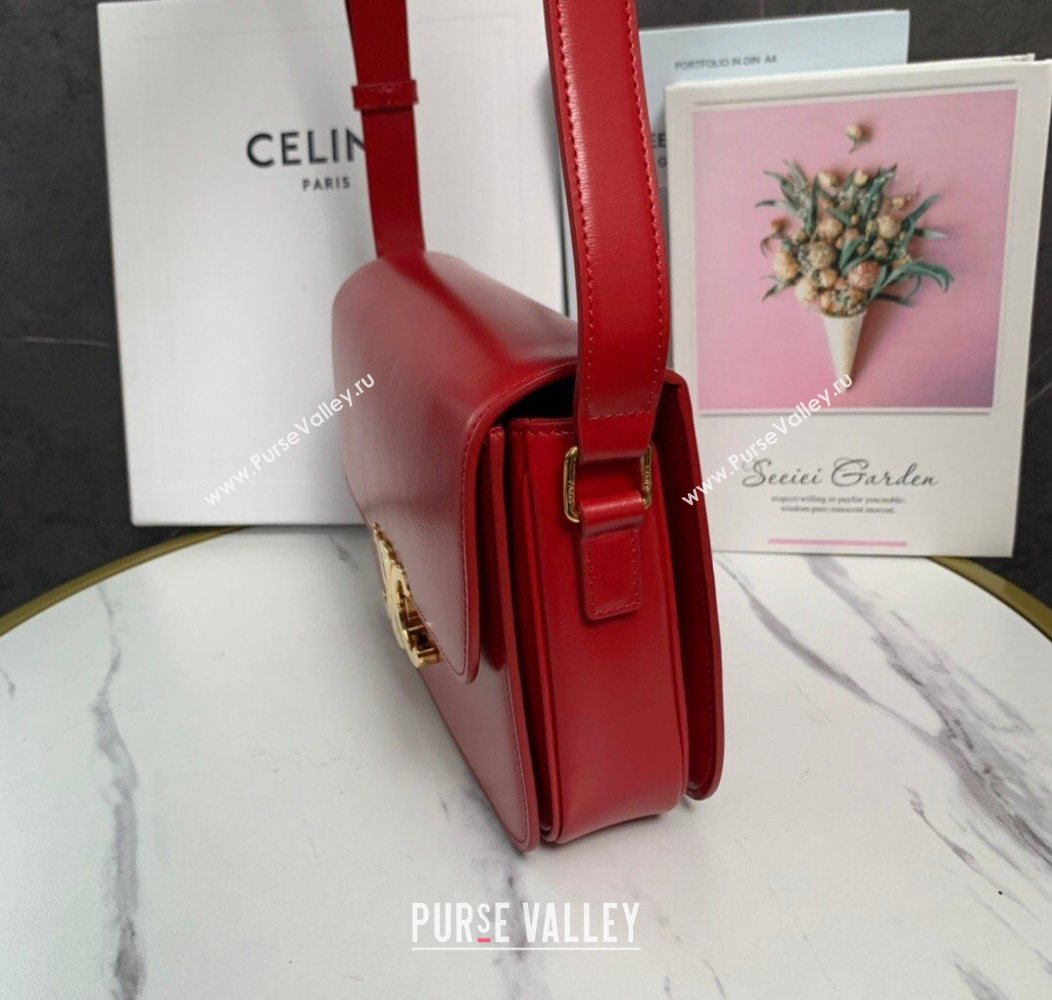 Celine Classique Triomphe Bag in Shiny Calfskin Leather 187366 Red 2026 (BL-260121051)