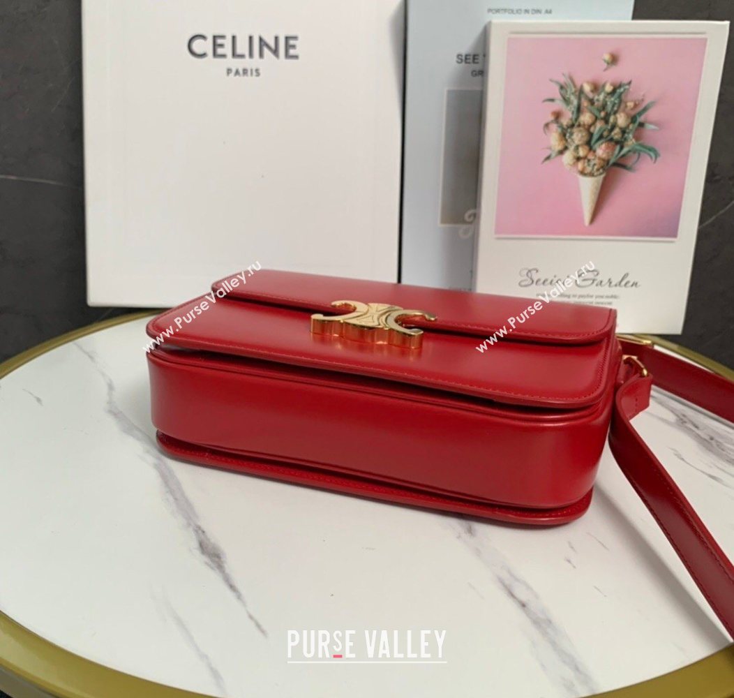 Celine Classique Triomphe Bag in Shiny Calfskin Leather 187366 Red 2026 (BL-260121051)