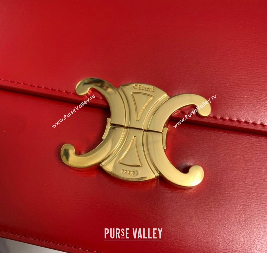 Celine Classique Triomphe Bag in Shiny Calfskin Leather 187366 Red 2026 (BL-260121051)