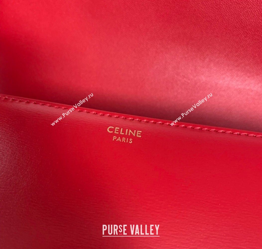 Celine Classique Triomphe Bag in Shiny Calfskin Leather 187366 Red 2026 (BL-260121051)