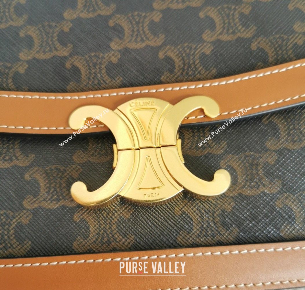 Celine Classique Triomphe Bag in Canvas and Calfskin Leather 187366 Brown 2026 (BL-260121052)