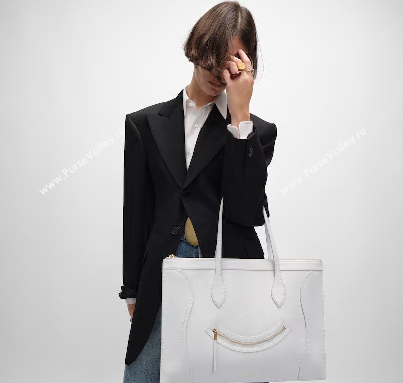 Celine Flat Cabas New Luggage Bag in Glossy Calfskin Leather Citrus Yellow 2026 123963 (BL-260121006)