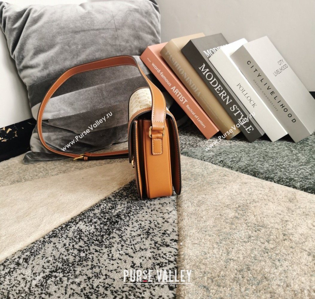 Celine Classique Triomphe Bag in Canvas and Calfskin Leather 187366 White 2026 (BL-260121053)