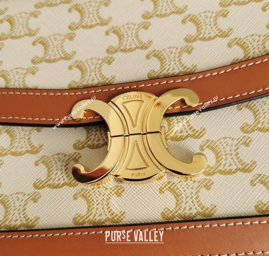 Celine Classique Triomphe Bag in Canvas and Calfskin Leather 187366 White 2026 (BL-260121053)