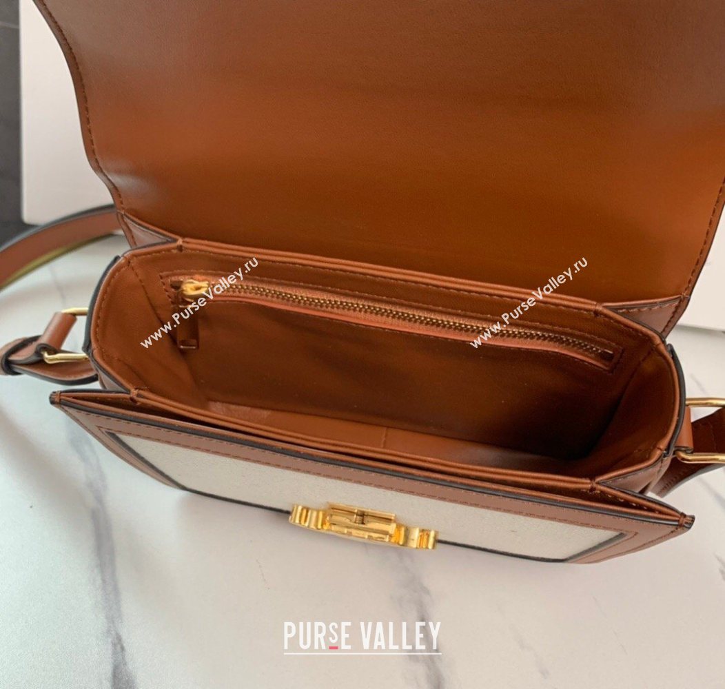 Celine Teen Triomphe Mini Bag in Linen Canvas and Calfskin Leather 188423 Beige 2026 (BL-260121034)