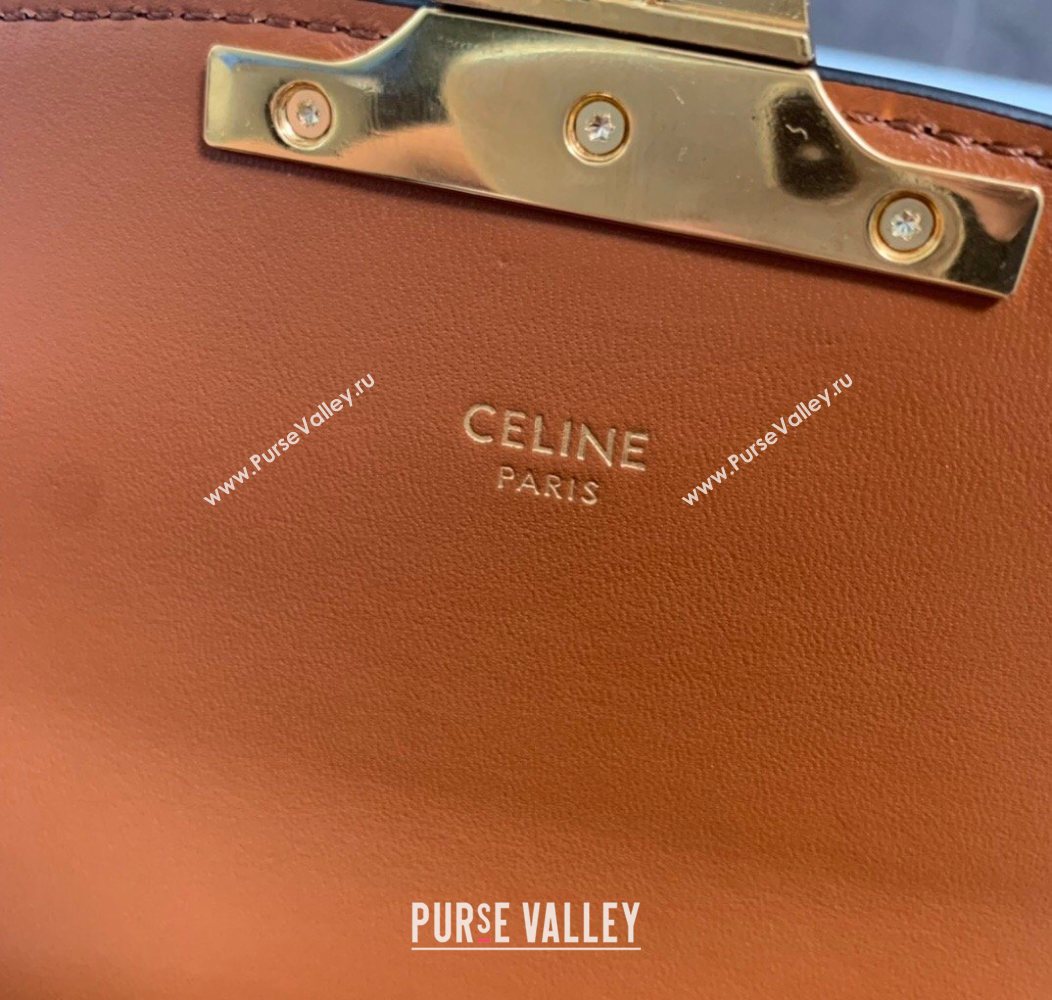 Celine Teen Triomphe Mini Bag in Linen Canvas and Calfskin Leather 188423 Beige 2026 (BL-260121034)