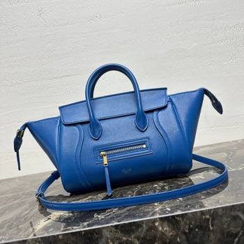 Celine Small New Luggage in Supple Shiny Lambskin 124213 Oxide Blue 2025 (BL-260121056)