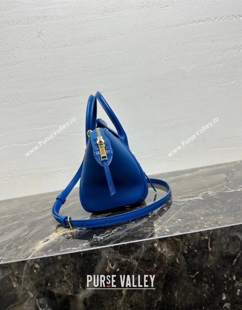 Celine Small New Luggage in Supple Shiny Lambskin 124213 Oxide Blue 2025 (BL-260121056)