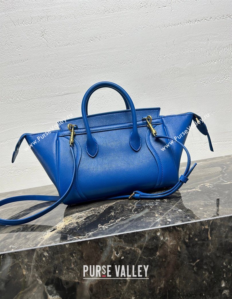 Celine Small New Luggage in Supple Shiny Lambskin 124213 Oxide Blue 2025 (BL-260121056)