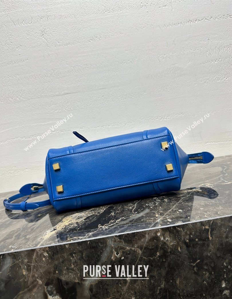 Celine Small New Luggage in Supple Shiny Lambskin 124213 Oxide Blue 2025 (BL-260121056)