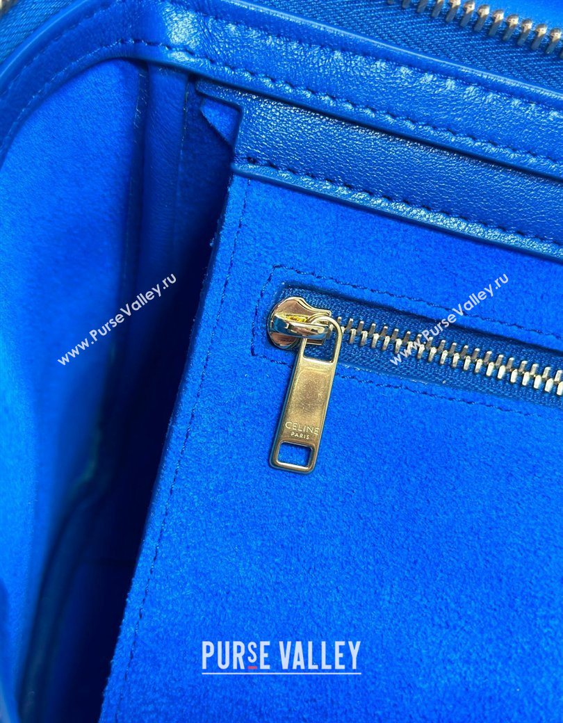 Celine Small New Luggage in Supple Shiny Lambskin 124213 Oxide Blue 2025 (BL-260121056)