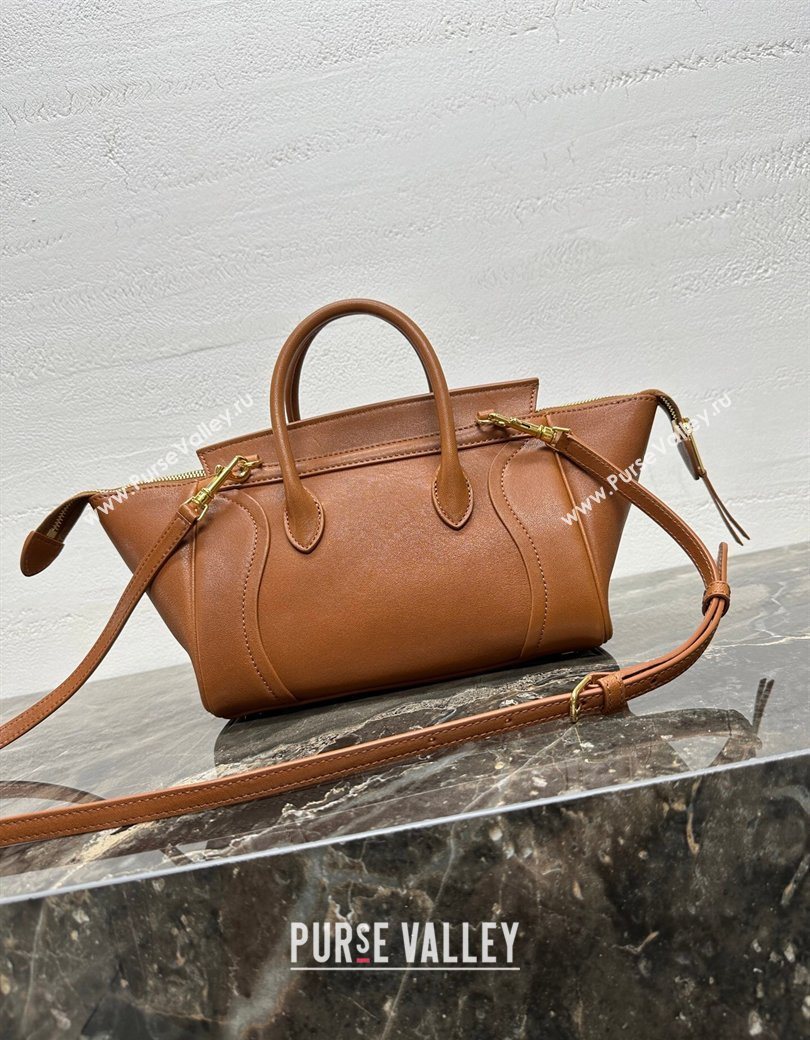 Celine Small New Luggage in Supple Shiny Lambskin 124213 Tan Brown 2025 (BL-260121058)