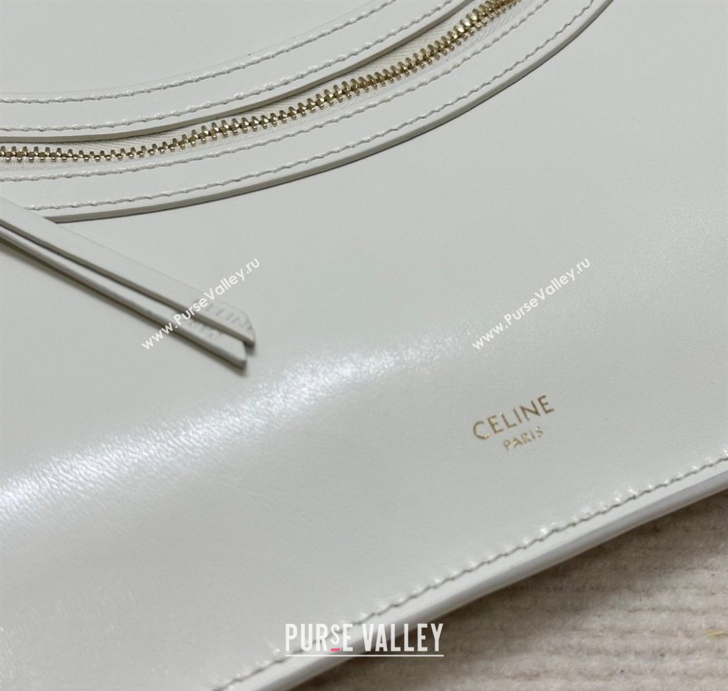 Celine Flat Cabas New Luggage Bag in Glossy Calfskin Leather White 2026 123963 (BL-260121007)