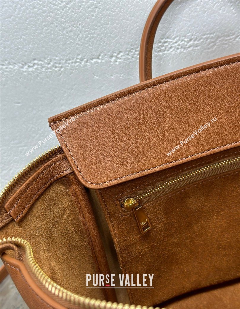 Celine Small New Luggage in Supple Shiny Lambskin 124213 Tan Brown 2025 (BL-260121058)